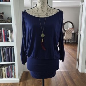 Navy Blue Caged Shoulder Tunic Top/dress